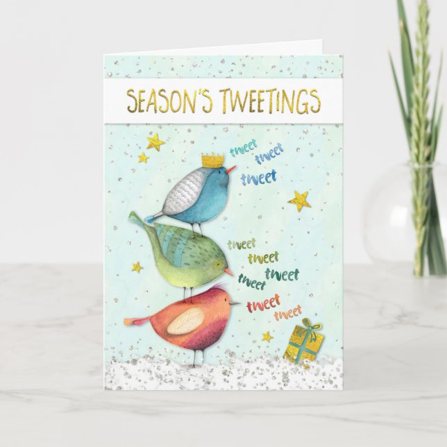 Cartão De Festividades Funny Christmas Card - Seasons Tweetings (Frente)