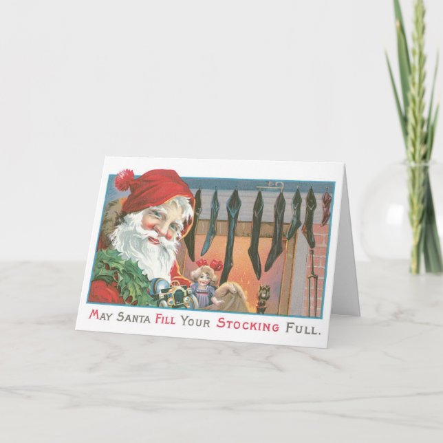 Cartão De Festividades Funny Christmas Card Vintage Santa (Frente)