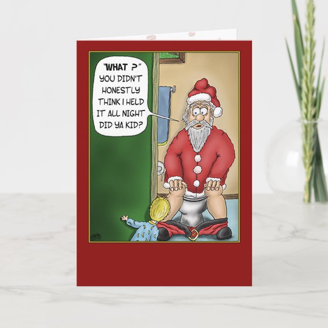 Cartão De Festividades Funny Christmas Cards: Bathroom Break (Frente)