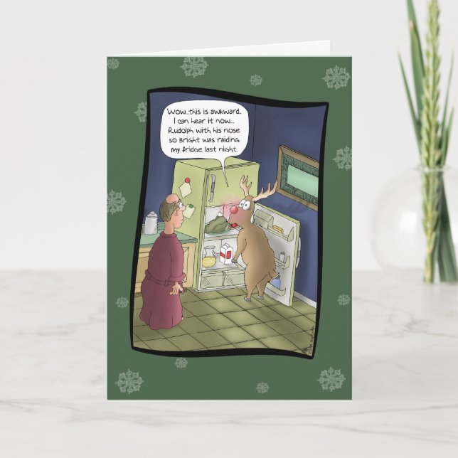 Cartão De Festividades Funny Christmas Cards: Raiding the Fridge (Frente)