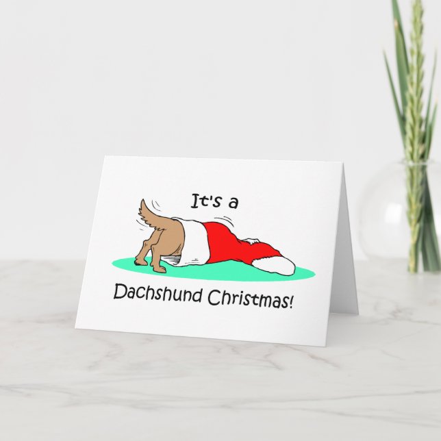 Cartão De Festividades Funny Christmas Dachshund (Frente)