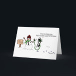 Cartão De Festividades Funny Christmas Horse & Snowman Cartoon Card<br><div class="desc">The herd tied Diego's Halter to a snowman.</div>