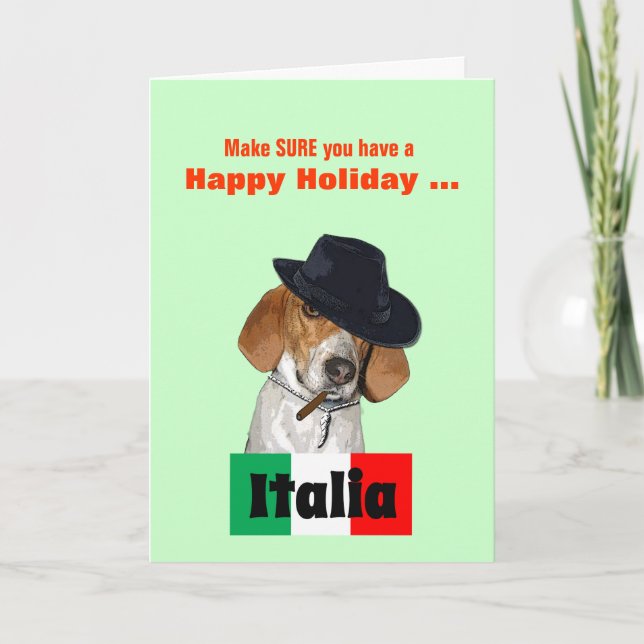 Cartão De Festividades Funny Christmas Mobster Charley Dog Greeting Card (Frente)