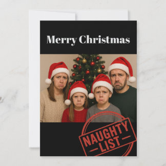 Cartão De Festividades Funny Christmas Naughty List Family Photo  Holiday