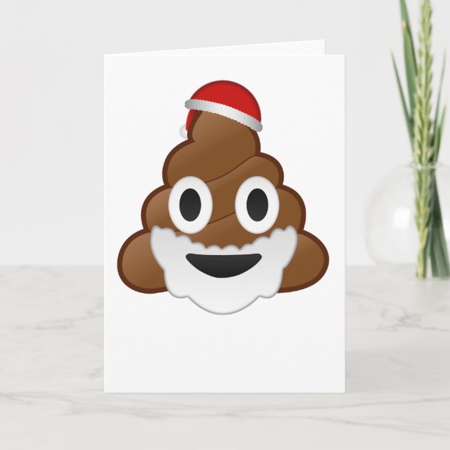 Cartão De Festividades Funny Christmas Santa Poop Emoji (Frente)