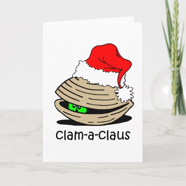 Cartão De Festividades Funny clam Christmas (Frente)