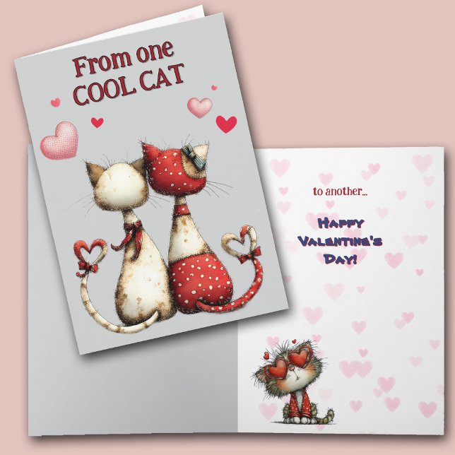 Cartão De Festividades Funny Cool Cat Valentine Card (Criador carregado)
