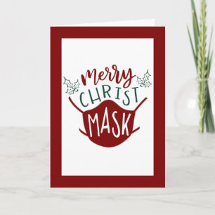 Cartão De Festividades Funny COVID-19 MERRY ChristMASK Buffalo Check