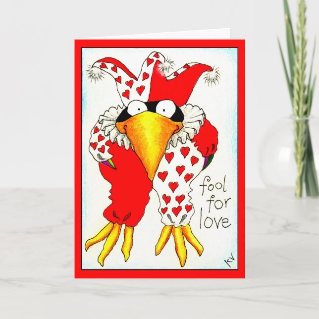 Cartão De Festividades Funny Crow Jester Valentine's Day greeting card (Frente)