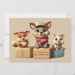 Cartão De Festividades Funny Cute Cartoon Animals Delivery  Any Occasion