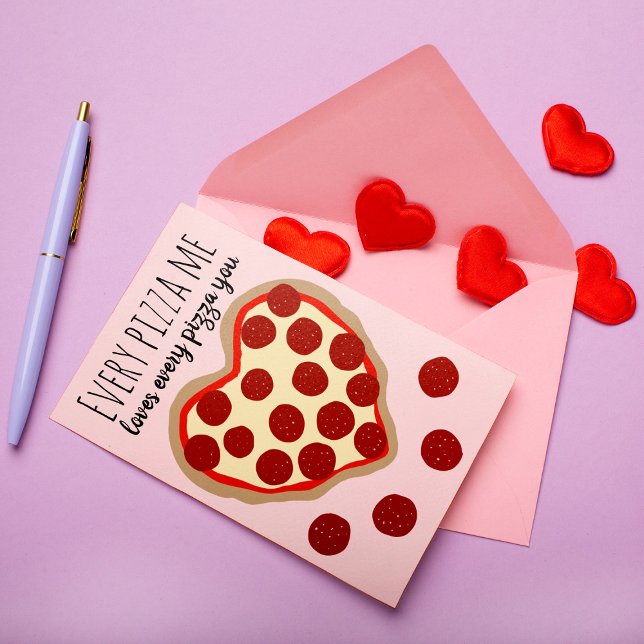 Cartão De Festividades Funny Cute Pizza Heart Valentine's Day Greeting (Criador carregado)