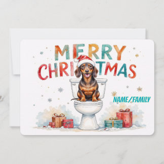 Cartão De Festividades Funny Dachshund Christmas – Watercolor Dog
