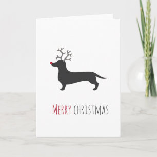 Cartão De Festividades Funny Dachshund reindeer Christmas card