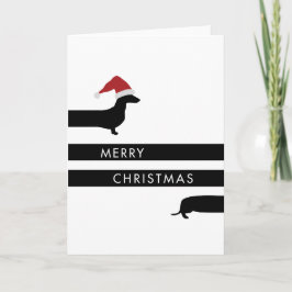 Cartão De Festividades Funny Dachshund with Santa hat Happy Holidays