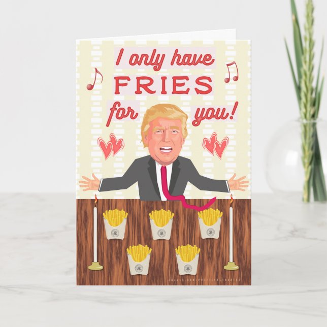 Cartão De Festividades Funny Donald Trump Rápido Comida Fries Dia de os n (Frente)