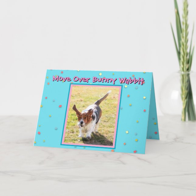Cartão De Festividades Funny Easter Basset Hound on Easter Card (Frente)