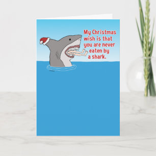 Cartão De Festividades Funny Eaten By Shark Christmas