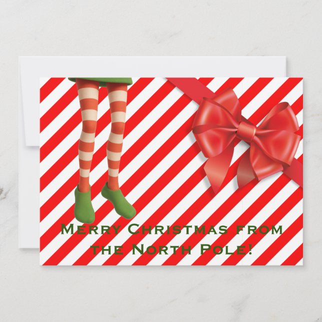 Cartão De Festividades Funny Elf Legs Holiday Card | North Pole Mischief  (Frente)
