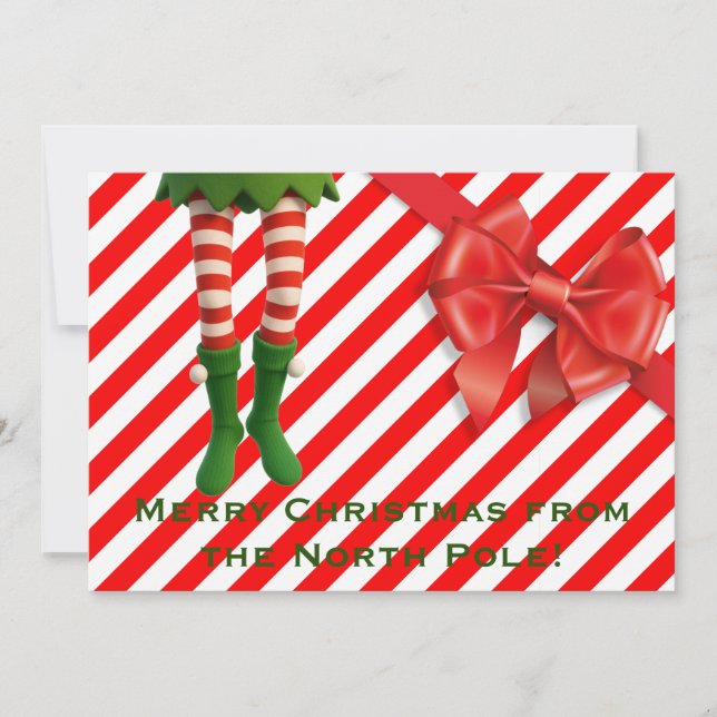 Cartão De Festividades Funny Elf Legs Holiday Card | North Pole Mischief  (Frente)