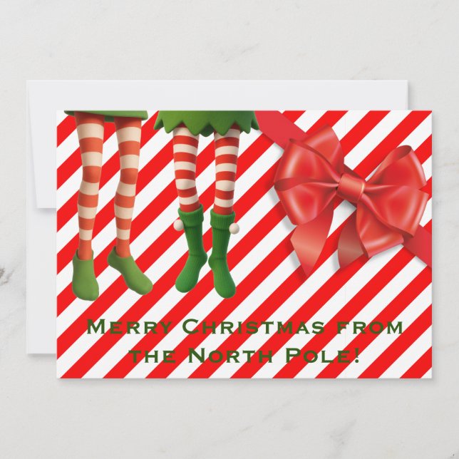 Cartão De Festividades Funny Elf Legs Holiday Card | North Pole Mischief  (Frente)