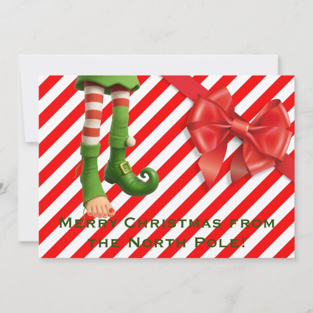 Cartão De Festividades Funny Elf Legs Holiday Card | North Pole Mischief  (Frente)