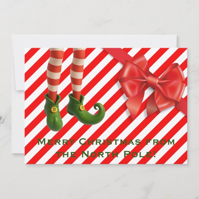 Cartão De Festividades Funny Elf Legs Holiday Card | North Pole Mischief  (Frente)
