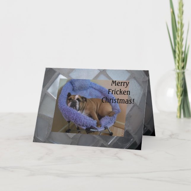 Cartão De Festividades Funny English Bulldog Christmas Cards! (Frente)