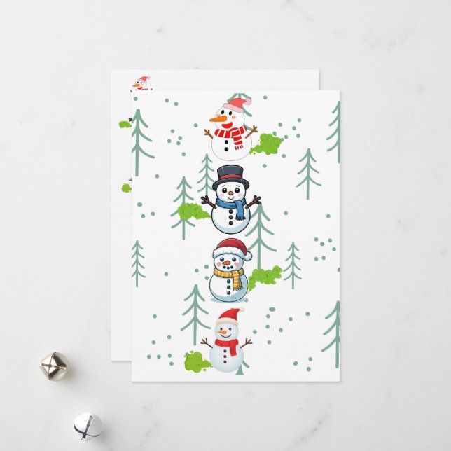 Cartão De Festividades Funny Farting Snowmen (Frente/Verso In Situ)