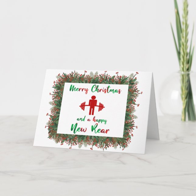 Cartão De Festividades Funny Fitness Themed Christmas Card (Frente)