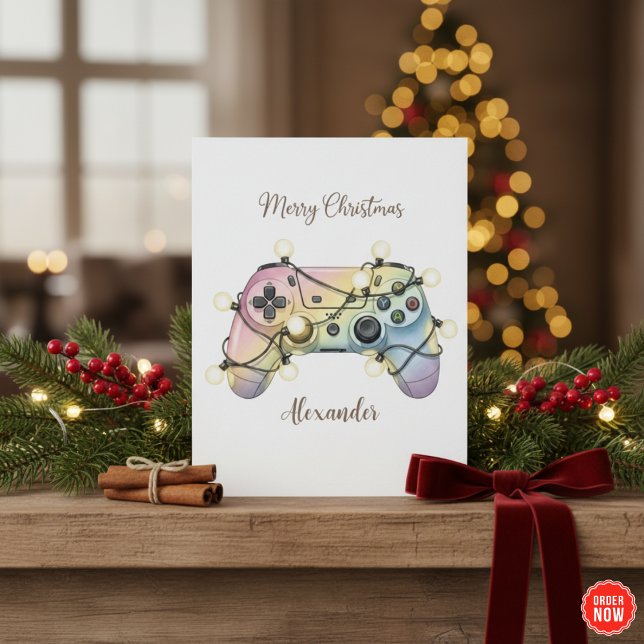 Cartão De Festividades Funny Gaming Christmas Card Personalised Gift (Criador carregado)