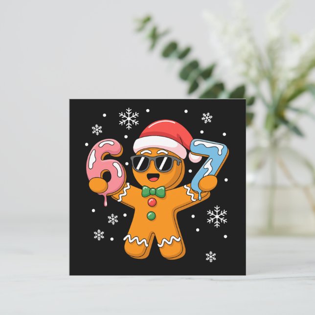 Cartão De Festividades Funny Gingerbread Six Seven 67 Ice Cream Drip Xmas (Em pé/Frente)