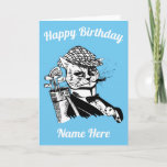 Cartão De Festividades funny golfing cat Birthday Card<br><div class="desc">Golfing birthday card.</div>