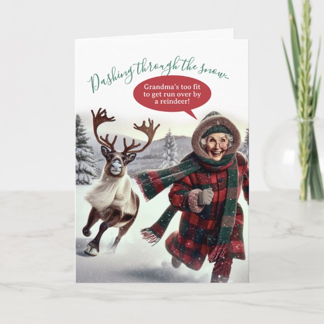 Cartão De Festividades Funny Grandma is Too Fit to Get Run Over   (Frente)