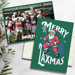 Cartão De Festividades Funny Green Merry Laxmas Lacrosse Team Christmas