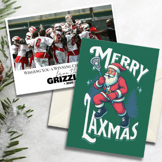 Cartão De Festividades Funny Green Merry Laxmas Lacrosse Team Christmas