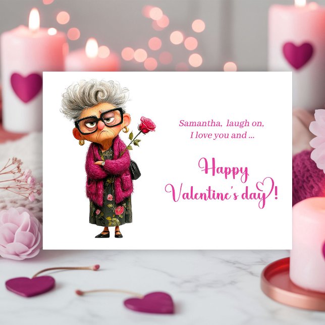 Cartão De Festividades Funny Grumpy Old Woman Valentine Card Playful (Funny Grumpy Old Woman Valentine Card Playful)