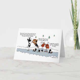 Cartão De Festividades Funny Horse & Penguin Winter Cartoon Card