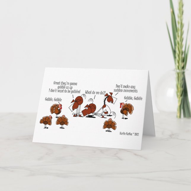 Cartão De Festividades Funny Horse & Turkey Thanksgiving Card (Frente)