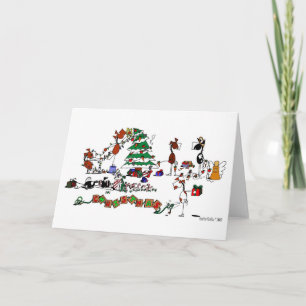 Cartão De Festividades Funny Horses Decorating Pasture Cartoon Card