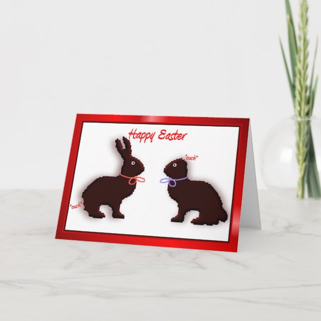 CARTÃO DE FESTIVIDADES FUNNY HUMOROUS HAPPY EASTER CHOCOLATE BUNNY RABBIT (Frente)