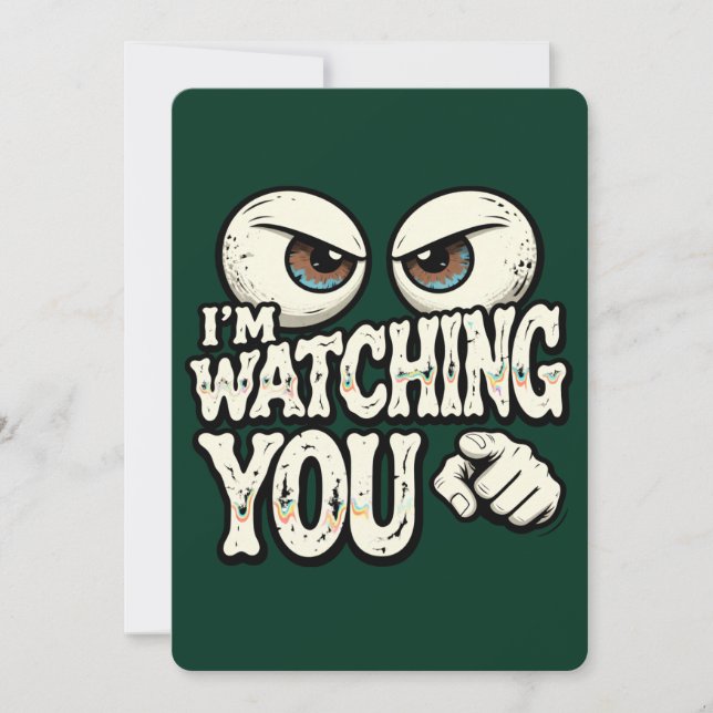 Cartão De Festividades Funny "I'M WATCHING YOU" Retro Eyes Greeting Card  (Frente)