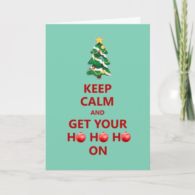 Cartão De Festividades Funny Keep Calm Modern Christmas Tree Card (Frente)