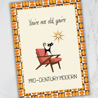 Cartão De Festividades Funny Mid-Century Modern Atomic Cat Birthday Card
