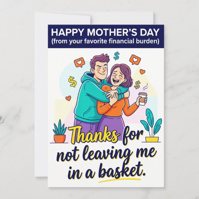 Cartão De Festividades Funny Mother’s Day Card from Son or Daughter (Frente)
