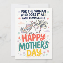 Cartão De Festividades Funny Mother’s Day Unicorn Card