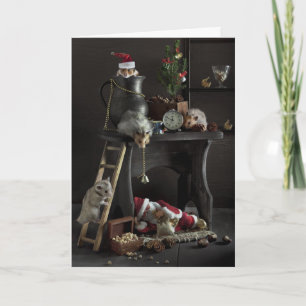 Cartão De Festividades Funny New Year's still-life with hamsters