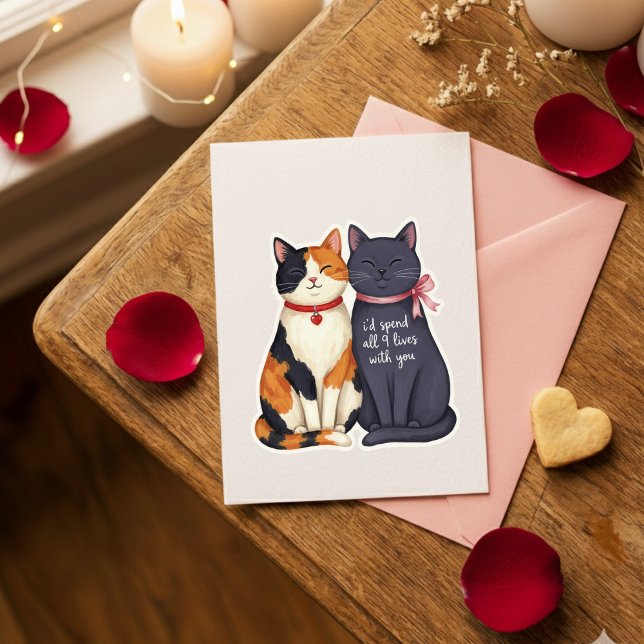Cartão De Festividades Funny Nine Lives Cats Valentine Love Card (Criador carregado)