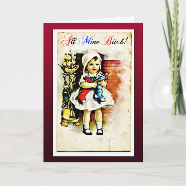 Cartão De Festividades Funny offensive vintage Christmas card (Frente)