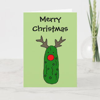 Cartão De Festividades Funny Pickle Christmas Reindeer Cartoon