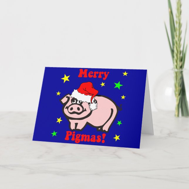 Cartão De Festividades Funny pig Christmas (Frente)